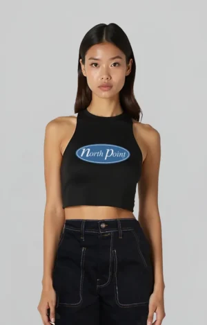 Tank crop top urbano de algodón y alto gramaje con diseño gráfico streetwear, estética hip hop y urban streetwear