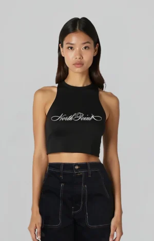 Tank crop top urbano de algodón y alto gramaje con diseño gráfico streetwear, estética hip hop y urban streetwear